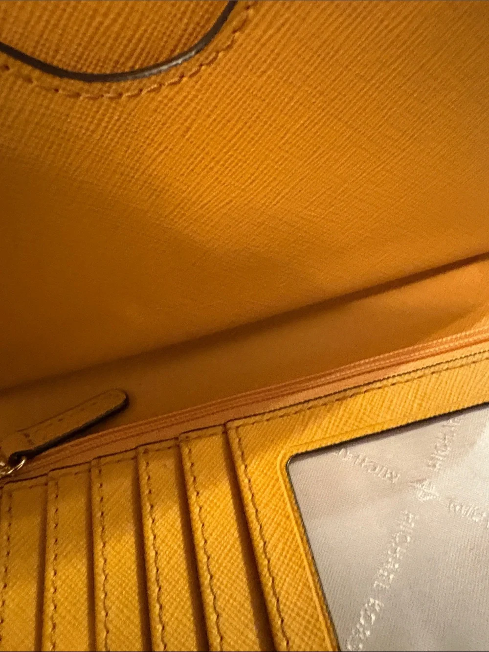 Michael Kors Zip-Around Saffiano Wallet in Mustard Yellow - Picture 3 of 4